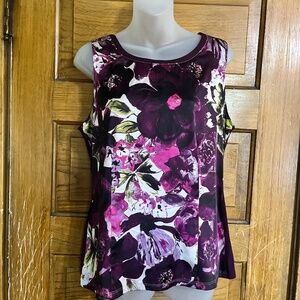 Silky Purple Floral Tank Top